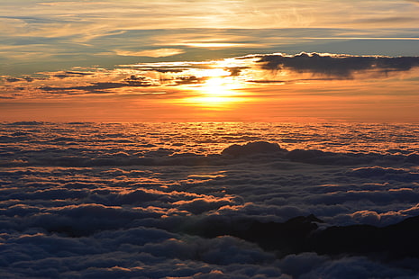 nuvole, alto, tramonto, sopra, crepuscolo, cielo, paradiso, Sfondo HD HD wallpaper