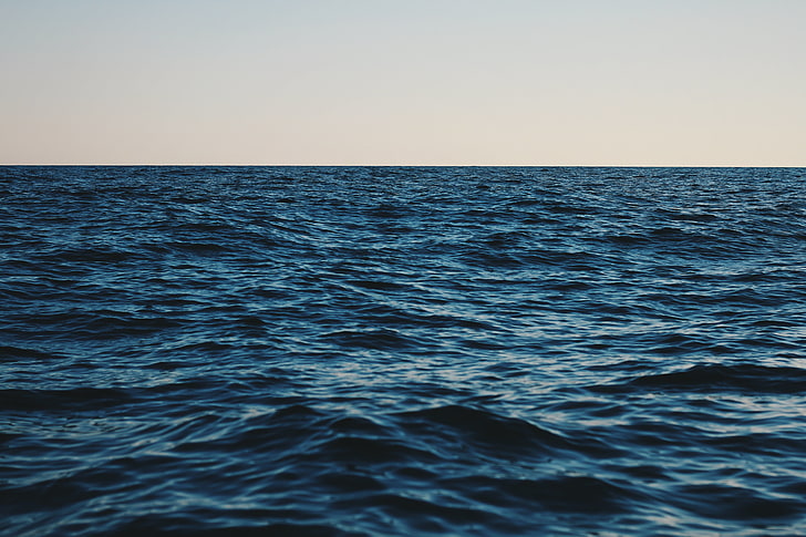 blue ocean, sea, horizon, sky, HD wallpaper