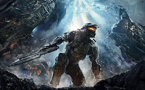 papel de parede digital de jogo de soldado, Halo, Master Chief, Halo: Master Chief Collection, arte de fantasia, arma, Halo 4, videogames, ficção científica, Xbox 360, HD papel de parede HD wallpaper