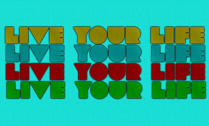 live your life, blue, yellow, green eyes, red, HD wallpaper