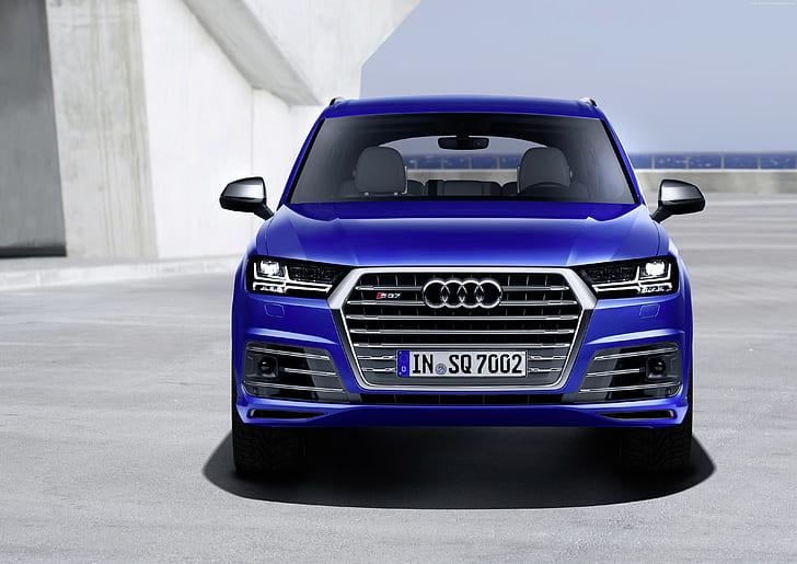 multisegment, Audi SQ7 TDI, Salon de l'auto de Genève 2016, bleu, Fond d'écran HD
