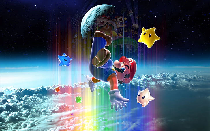 Обои Super Mario, марио, земля, прыжок, космос, HD обои