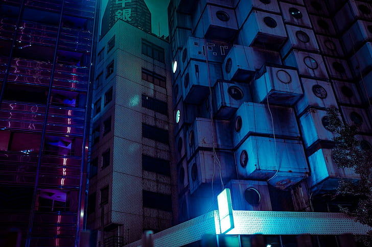 Japonia, Tokio, noc, miasto, światła, neony, Tapety HD