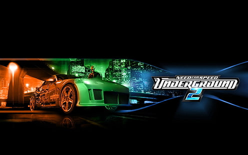 Need For Speed ​​Underground 2 цифровые обои, Need For Speed ​​Underground 2, Nissan, город, мост, человек, HD обои HD wallpaper