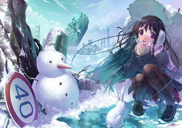 Anime, paisajes urbanos, muñeco de nieve, invierno, Fondo de pantalla HD |  Wallpaperbetter