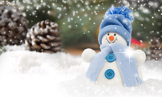 Decoração de natal, 5K, queda de neve, boneco de neve, HD papel de parede HD wallpaper