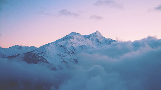 белая гора, пейзаж, горы, снег, снежная вершина, HD обои HD wallpaper