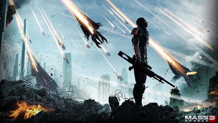 Mass Effect 3 digital wallpaper, rpg, mass effect 3, the reapers, Shepard, HD wallpaper