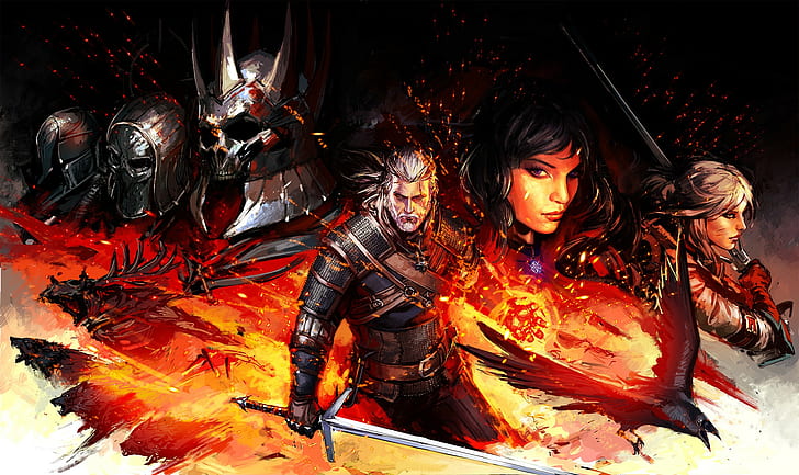 The Witcher ، فن خيالي ، عمل فني ، The Witcher 3: Wild Hunt ، Yennefer of Vengerberg ، ألعاب فيديو ، Geralt of Rivia ، Cirilla ، Ciri ، Cirilla Fiona Elen Riannon ، Eredin، خلفية HD