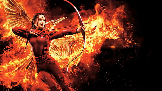 헝거 게임 : Mockingjay-2 부, 활, 화살, 불, 새, Jennifer Lawrence, Katniss Everdeen, 저격수, HD 배경 화면 HD wallpaper