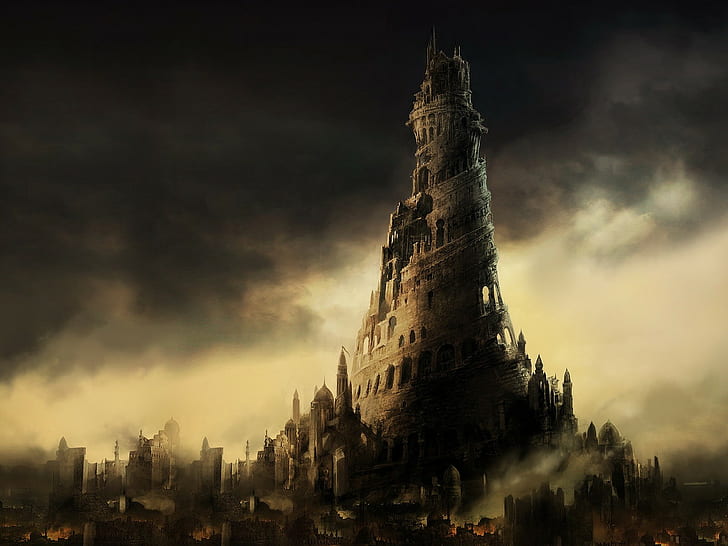 digital art, CGI, Tower of Babel, HD wallpaper