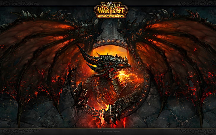 World of Warcraft dragon digital wallpaper, dragon, World of Warcraft, World of Warcraft: Cataclysm, HD wallpaper