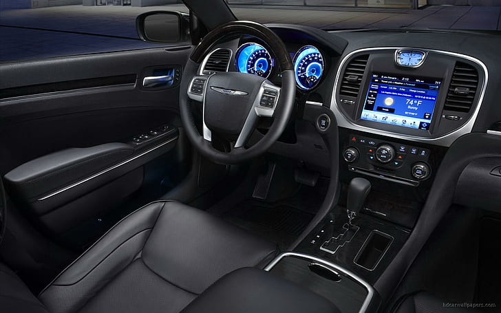2011 Chrysler 300 Interior, tumpukan mobil hitam dan dashboard, 2011, interior, chrysler, mobil, mobil lain, Wallpaper HD