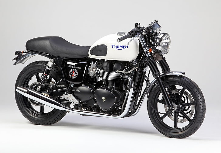 Triumph Bonneville Tridays Edition, czarno-biały motocykl cafe racer, motocykle, Triumph, Tapety HD