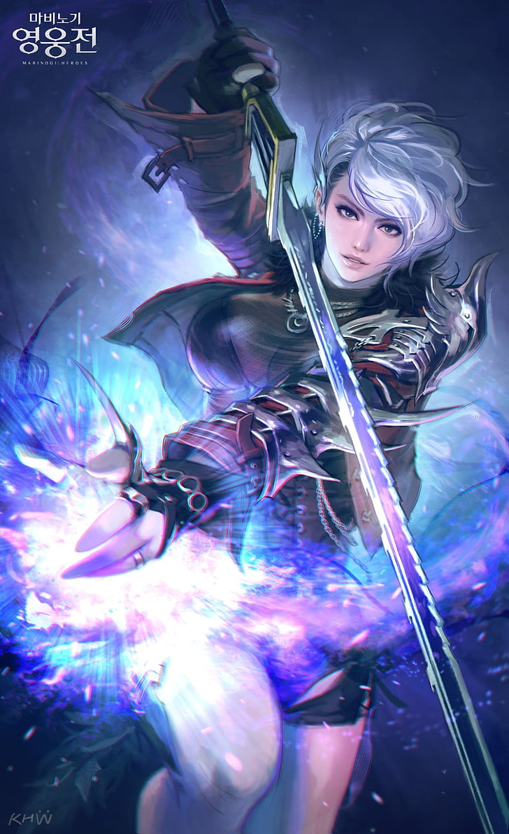 weibliche Anime-Figur mit Schwert, Anime, Schwert, Mabinogi Heroes, Mabinogi, HD-Hintergrundbild, Handy-Hintergrundbild