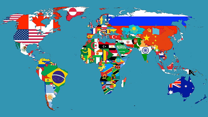 illustration de carte du monde, carte, drapeau, carte du monde, Fond d'écran HD