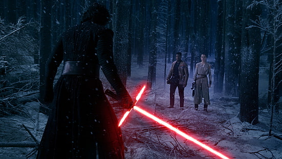 فيلم Star Wars Kylo Ren و Rey و Finn لا يزال لقطة شاشة ، Kylo Ren ، Star Wars: The Force Awakens ، Rey (من Star Wars)، خلفية HD HD wallpaper