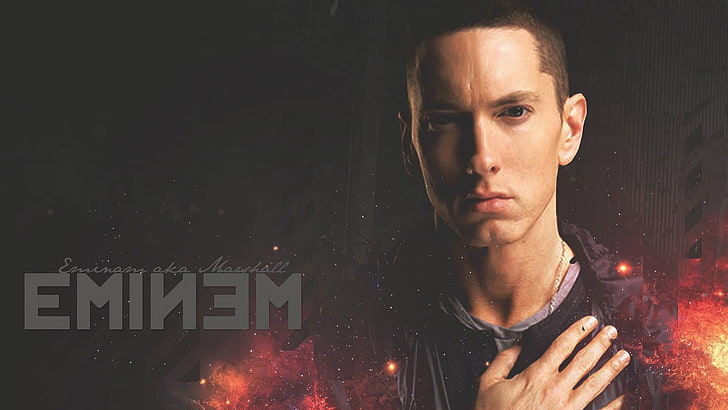 Fond d'écran Eminem, Eminem, chanteur, célébrité, typographie, hommes, Fond d'écran HD