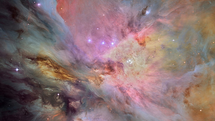 galaksi coklat, merah muda, dan abu-abu, luar angkasa, NASA, galaksi, Bulan, Wallpaper HD