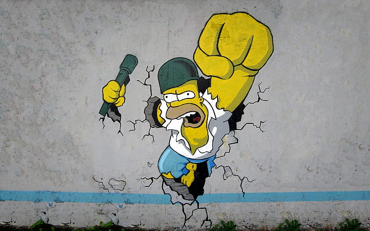 The Simpsons Homer Graffiti HD, ilustração de homer the simpsons, desenho animado / história em quadrinhos, grafite, simpsons, homer, HD papel de parede