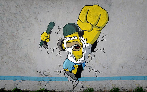 The Simpsons Homer Graffiti HD ، تصوير هومر عائلة سمبسون ، كارتون / كوميدي ، الكتابة على الجدران ، عائلة سمبسون ، هوميروس، خلفية HD HD wallpaper