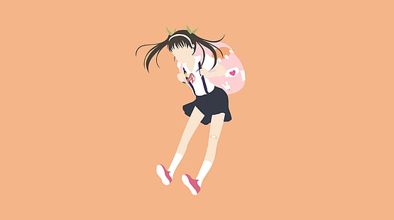Monogatari Series, Hachikuji Mayoi, vector, twintails, anime girls, HD wallpaper HD wallpaper