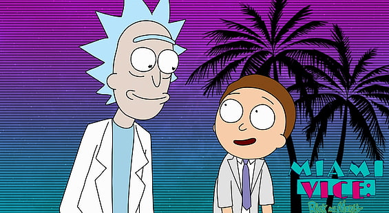 Рик и Морти - Майами вице версия 1, Rick & Morty цифровые обои, Мультфильмы, Другие, HD обои HD wallpaper