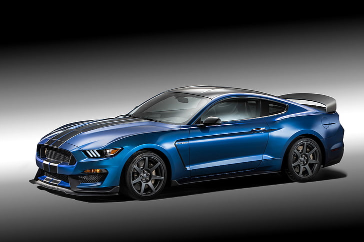 blue Ford Mustang GT, ford, 2015, shelby, mustang, gt350r, tuning, HD wallpaper