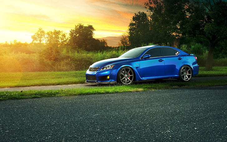 Lexus IS-F синий автомобиль, вид сбоку, Лексус, Синий, Автомобиль, Боковой, Вид, HD обои