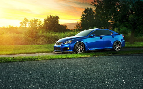 Lexus IS-F niebieski samochód widok z boku, Lexus, niebieski, samochód, bok, widok, Tapety HD HD wallpaper