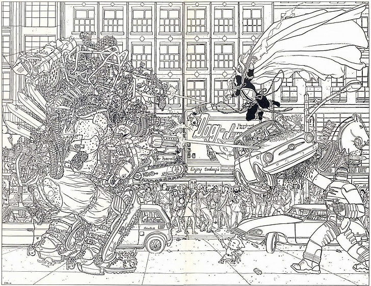 comic strip, Geoff Darrow, monochrome, anime, HD wallpaper