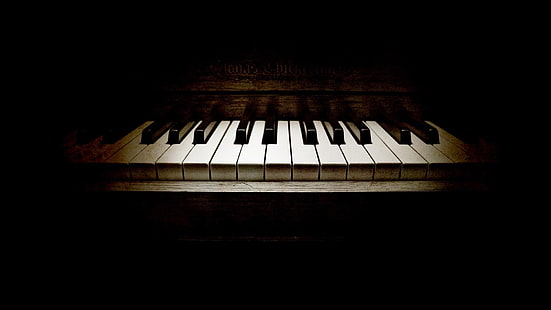пианино, темно, круто, частично, музыка, клавиши, HD обои HD wallpaper