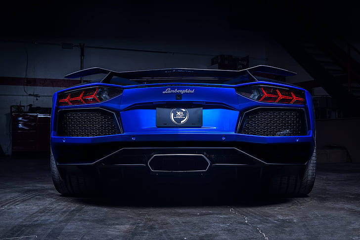 Lamborghini, Blue, Matte, LP700-4, Aventador, Supercar, Spoiler, Rear, Xclusv è complimentato, Sfondo HD