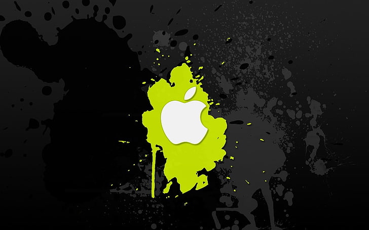 Logotipo de Apple, Apple Inc., logotipo, salpicaduras de pintura, coloración selectiva, arte digital, Fondo de pantalla HD