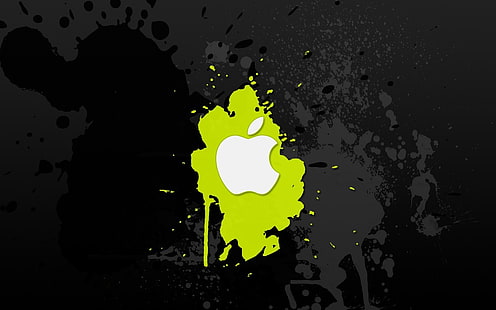 Apple 로고, Apple Inc., 로고, 페인트 튀김, 선택적 채색, 디지털 아트, HD 배경 화면 HD wallpaper