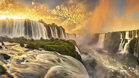 Park Narodowy Iguazu, Ameryka Południowa, rzeka Iguazu, Misiones, Argentyna, Park Narodowy, krajobraz, światło słoneczne, zjeżdżalnia, wodospad, zasoby wodne, niebo, atrakcja turystyczna, ciek wodny, wodospady Iguazu, woda, zbiornik wodny, przyroda, Tapety HD HD wallpaper