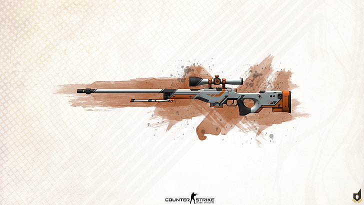 rifle sniper cinza e preto com ilustração de escopo, Counter-Strike, Counter-Strike: Ofensiva Global, rifle sniper, Accuracy International AWP, HD papel de parede