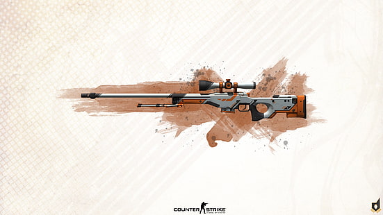 senapan sniper abu-abu dan hitam dengan ilustrasi lingkup, Counter-Strike, Counter-Strike: Global Offensive, sniper rifle, Accuracy International AWP, Wallpaper HD HD wallpaper
