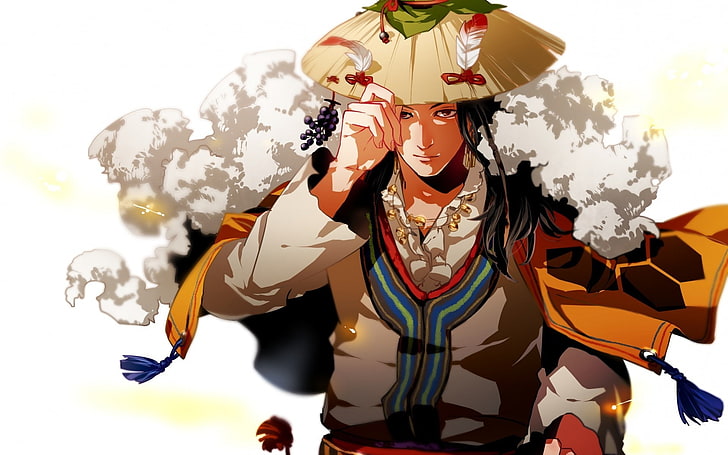 anime, Anime Boys, feathers, hat, Original Characters, HD wallpaper