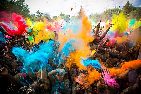 farbe, farben, fest, hindu, holi, indien, frühling, HD-Hintergrundbild HD wallpaper