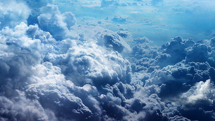 голубые облака, облака, природа, небо, HD обои