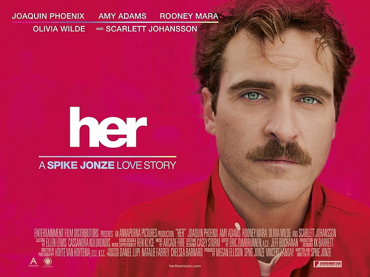 Onu Bir Başak Jonze Aşk Hikayesi kapak, Film afişleri, Onun (film), Başak Jonze, Joaquin Phoenix, film afişi, HD masaüstü duvar kağıdı