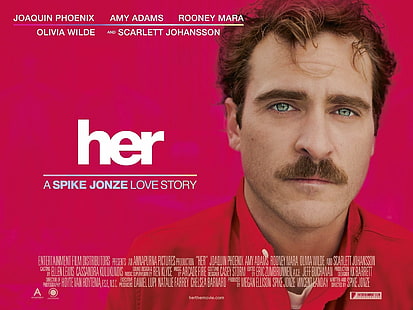 Su portada de la historia de amor de A Spike Jonze, carteles de cine, ella (película), Spike Jonze, Joaquin Phoenix, póster de película, Fondo de pantalla HD HD wallpaper