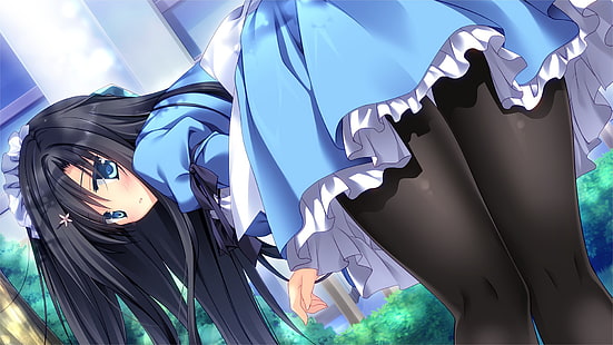 Anime Girls, długie włosy, rajstopy, Tapety HD HD wallpaper