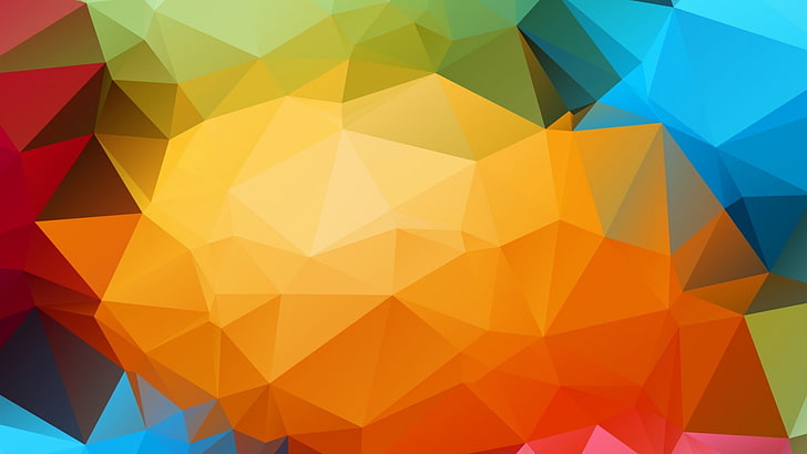 multicolored wallpaper, colorful, triangle, abstract, digital art, low poly, HD wallpaper