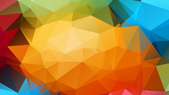 multicolored wallpaper, colorful, triangle, abstract, digital art, low poly, HD wallpaper HD wallpaper