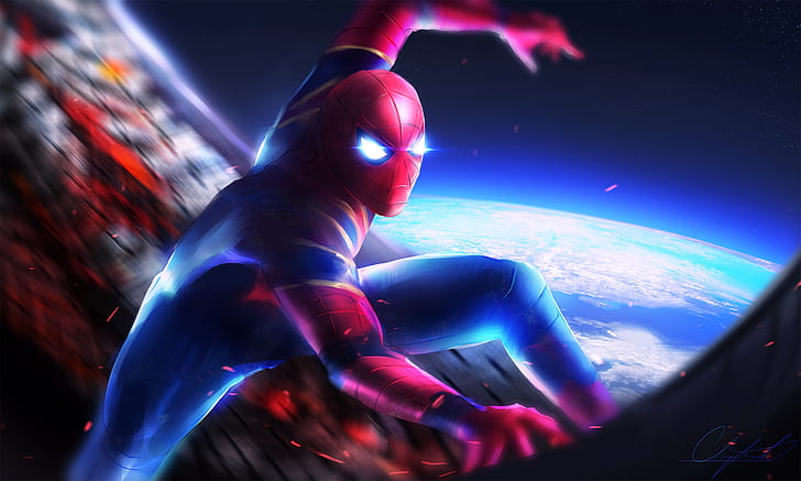 spiderman, avengers infinity war, konstverk, hd, konstnär, digital konst, superhjältar, konststation, HD tapet