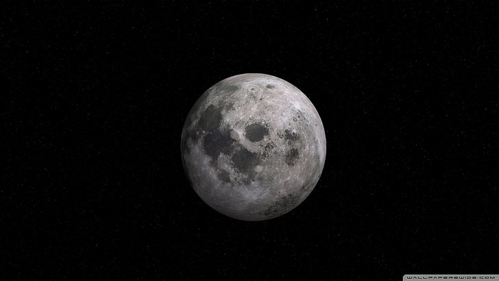 พระจันทร์เต็มดวง, ดวงจันทร์, อวกาศ, จักรวาล, ดาราศาสตร์, พื้นหลังสีดำ, วอลล์เปเปอร์ HD