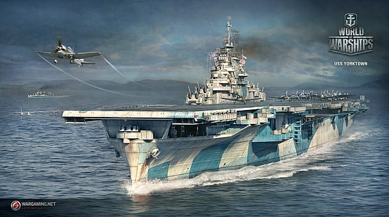 Carta da parati World Warships, wargaming, World of Warships, Yorktown, portaerei, videogiochi, Sfondo HD HD wallpaper