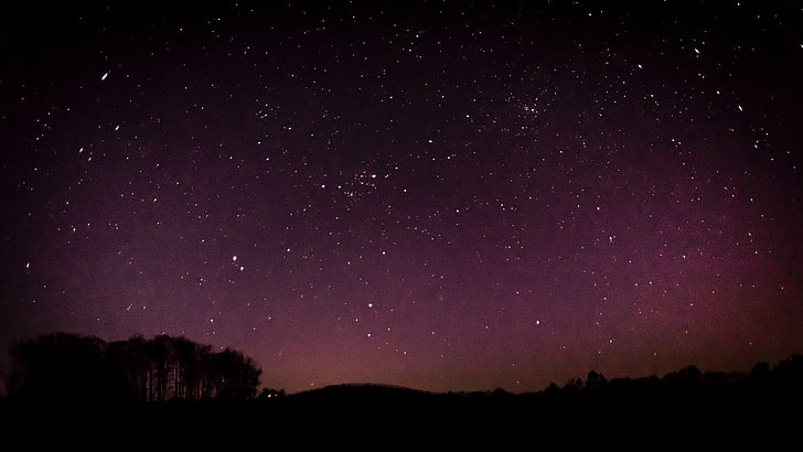 วอลล์เปเปอร์สีดำและสีม่วงท้องฟ้าเต็มไปด้วยดวงดาวดวงดาวท้องฟ้ากลางคืน, วอลล์เปเปอร์ HD
